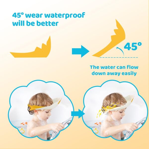 Baby Shower Cap Shield, Shower Cap for Kids, Kids Shampoo Shower Bath Cap Adjustable Hair Washing Shampoo Shield Baby Visor for Eyes and Ears Protector