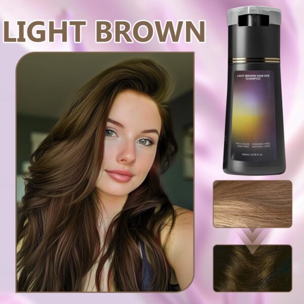 Hair Dye Shampoo, Hair Color,Hair Care Instant Dye Shampoo, Natural Hair Color Shampoo for Gray Hair Coverage (Light Brown)