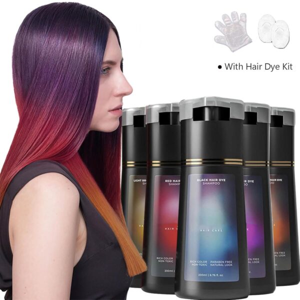 Hair Dye Shampoo, Hair Care Instant Dye Shampoo for Men & Women, Haircare Natural Color for Gray Coverage (Dark Brown)