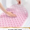 HITSLAM Oval Bath Mat Non Slip Anti Mould, 68 x 38 CM Anti Slip Shower Mat for Bathroom, Machine Washable Bubble Bathtub mat with Suction Cups and Drain Holes, Soft on Feet, Pink