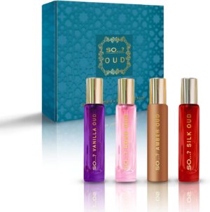 SO…? Oud Premium Womens Perfume Gift Set, Vanilla, Rose, Amber, Silk, Eau De Toilette with Long Lasting Fragrance - Travel Size Mini Perfume for Girls, Ladies Gift Sets (4 x 15ml)