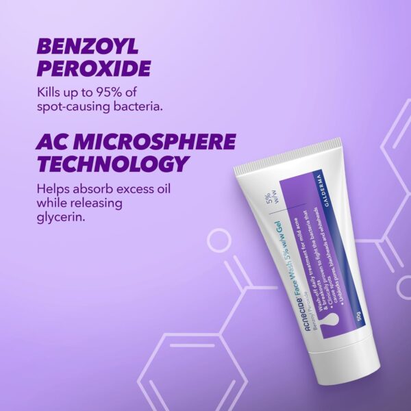 Acnecide Face Wash Gel 5% Benzoyl Peroxide Acne Treatment for Spot-Prone Skin 50g