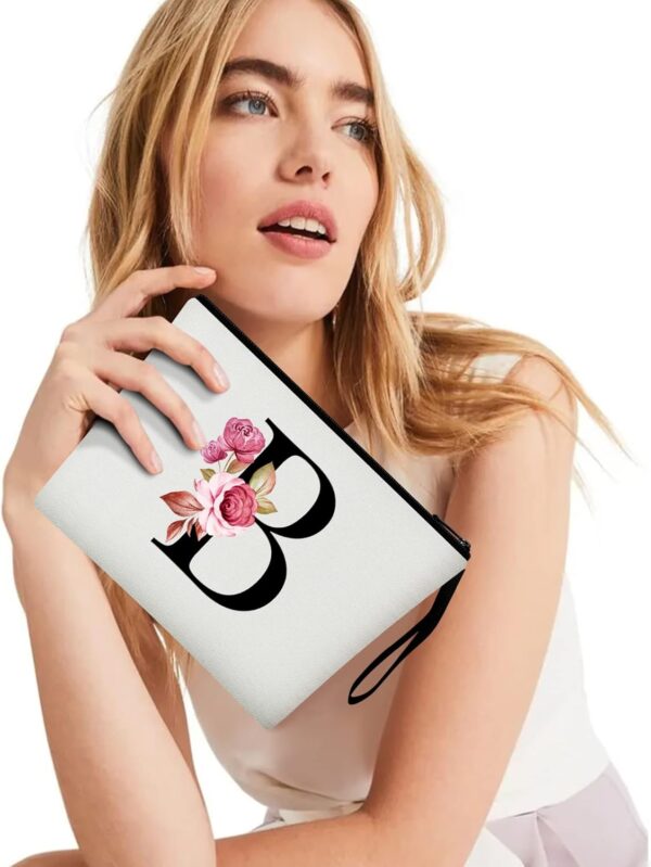 A-Z Personalized Makeup Bag,Birthday Gifts for Women Mom,Gifts for Best Friend,Bride Bridesmaid Cosmetic Bag(B)