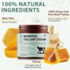 Beef Tallow for Skin Care 120 g, Tallow and Honey Balm, Tallow Face Cream, Tallow Face Moisturizer, Organic Grass-Fed Whipped Tallow Balm with Raw Honey, Deep Hydration for Face & Body