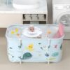 Warmiehomy Portable Foldable Bathtub for Adults,120X50X55cm Freestanding Soaking Bathtub with Cushion and Backrest,Hot Bath Ice Bath SPA Tub for Shower,Folding Bathtub for Adults Kids,Ocean Style