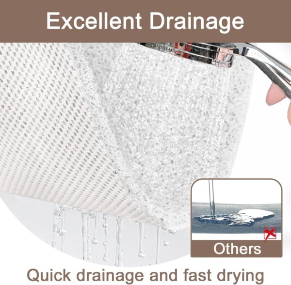 KAZOLEN Shower Mat Non Slip Anti Mould: Bath Mats for Inside Bath- 60 x 40 cm Anti Slip Shower Mats for Inside Shower- Loofah Shower Mat White Long Washable Shower Matt for Elderly Wet Room Quick Dry