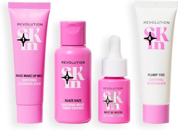 Revolution SKin, Go Gentle Starter Kit, Skincare Set Includes Cleanser, Toner, Serum & Moisturiser, Vegan & Cruelty-Free, 4 Products Included