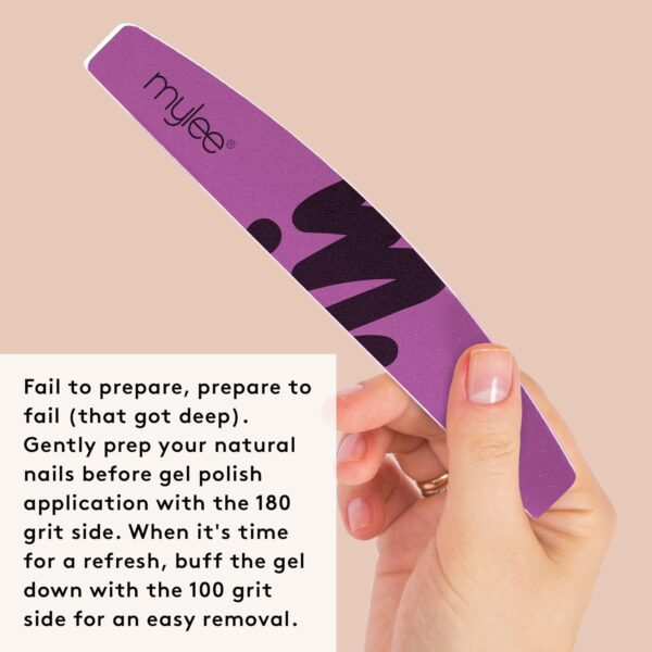 Mylee Dual Grit Foam Nail Files 100/180 Grit - Pack of 2 - Professional Salon-Quality Manicure at Home, File & Contour, Suitable for Acrylic, Natural Nails and Gel Polish Removal, Prep, Shape & Repair