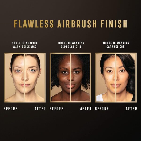 MAX FACTOR - Facefinity All Day Flawless Foundation - 3-in-1 Concealer, Liquid Foundation & Face Primer - Up To 30hr Wear - Flawless Airbrush Finish, SPF 20, Vegan - C50 Natural Rose - 30ml