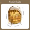 Galatée Portable Retro Series Multi-Function Make Up Case Dustproof Cosmetic Storage Box,Cosmetics Skin Care Products Jewelry Organizer Case Finishing Box Bathroom Desktop -Amber