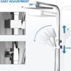 Ronvie Shower System Thermostatic Set, Chrome Shower Riser Rail Mixer with Adjustable Rainfall Shower Head, Scalding Protection Shower Tap, Anti-Kink Shower Pipe