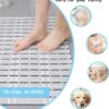Extra Long Bath Mat Non Slip Anti Mould 90x40cm, Shower Mats Bathtub Mats for Inside Shower,Washable Anti Slip Bathroom Mat with Suction Cups & Quick Drainage, Cut to Size, Grey