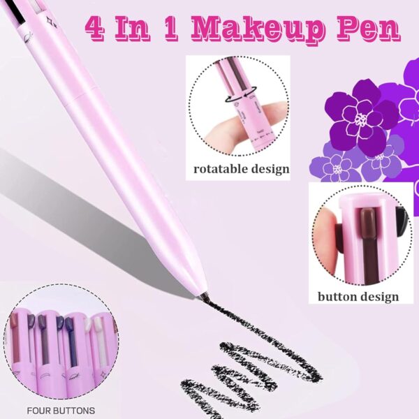 4 In 1 Makeup Pen Multifunctional Makeup Pen，Waterproof，Highlighter，4 Color Multifunction Makeup Beauty Pen,Makeup Pen for Woman Design