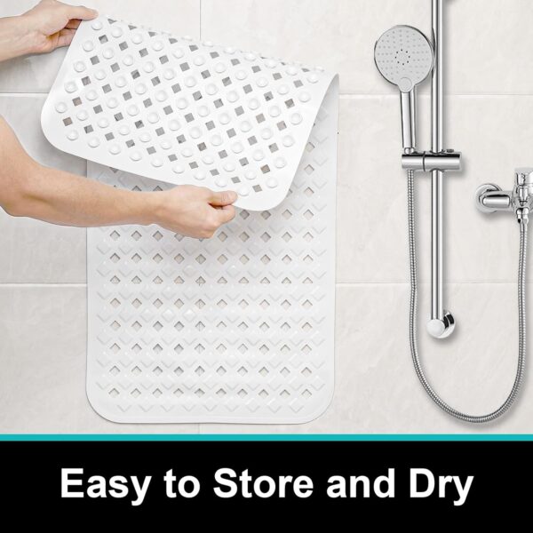 XIYUNTE Bath Mat Non Slip Anti Mould - 88 x 40cm Bathtub Mat Non Slip Bath Mats for Inside Bath, Bath Tub Mat with Suction Cups, Machine Washable Shower Mat Non Slip Anti Mould for Elderly, White