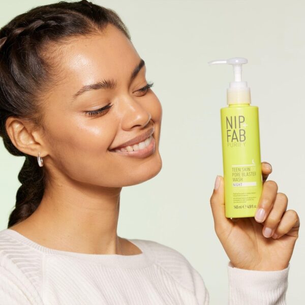 Nip + Fab Teen Skin Fix Pore Blaster Night Face Wash with Salicylic Acid, Wasabi Extract, and Tea Tree Oil Cleansing Purifying Facial Cleanser, Breakouts, 145ml