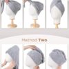 Hicober Microfiber Hair Towel, 3 Packs Hair Turbans for Wet Hair, Drying Hair Wrap Towels for Curly Hair Women Anti Frizz (Blue,Grey,Pink)