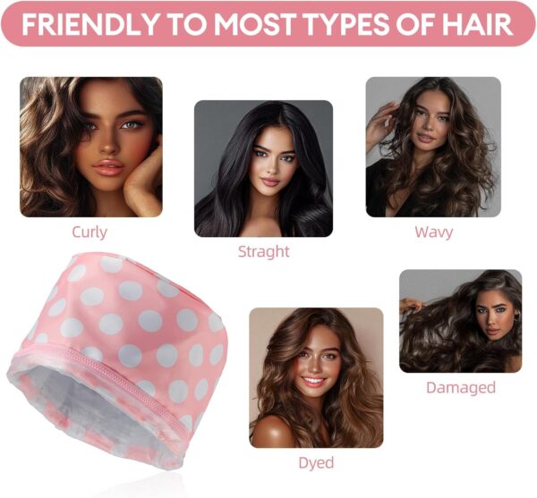 Electric Hair Steamer Cap, Hair Care Hat Heating Cap with 2 Mode Temperature Control, Removable & Washable for Hair Spa Home Thermal - Pink & White