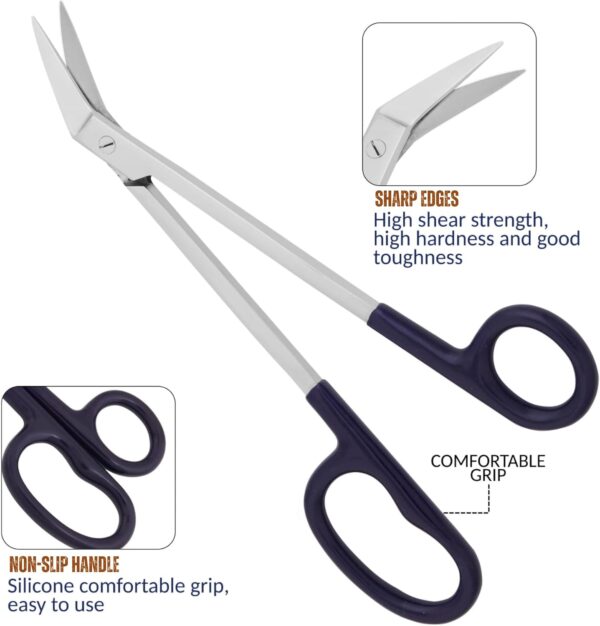 ASM® Extra Long Toe Nail Scissors Clipper Cutters for Thick Nail Arthritis Manicure Pedicure Chiropody Podiatry 7"-7.5" Nail Scissor & Nail File Set for Senior Men and Women Set for Nail Care