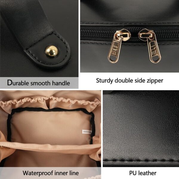 MAMUNU Large Capacity Cosmetic Travel Makeup Storage Bag with Handle Portable Zipper Cosmetic Toiletry Makeup Bag Large with Compartments for Women Girls, Black