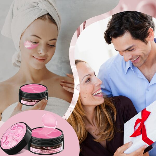 2 Packs 60 Pcs Under Eye Patches, 24K Gold+Pink, 30 Pairs Women Undereye Mask for Puffy Eyes Dark Circles Treatment, Beauty Skin Care, Men Collagen Gel Pads Hydrating for Eye Bags Puffiness Wrinkle