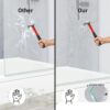 VeeBath Bath Screen Pivot Bath Shower Tempered Glass Screen Reversible Door Panel - 800 x 1400mm, Jade Round