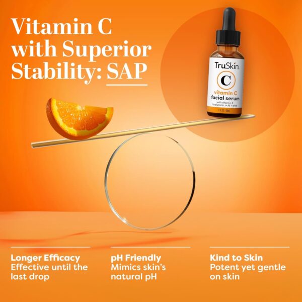 TruSkin Vitamin C Serum for Face – Anti Aging Face Serum with Vitamin C, Hyaluronic Acid, Vitamin E – Brightening Serum for Dark Spots, Even Skin Tone, Eye Area, Fine Lines & Wrinkles, 1 Fl Oz 30ml