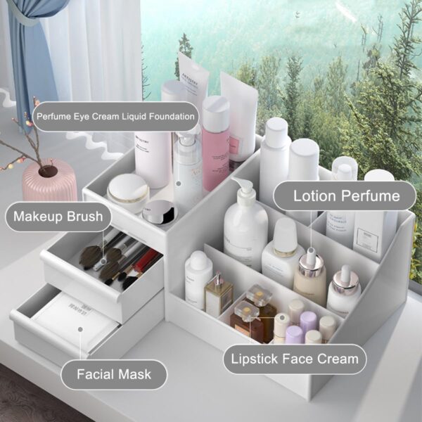 Koksi Makeup Organizer Cosmetics Storage with Drawers Large Capacity Organiser for Lipsticks Brushes Jewelry Nail Care Skincare Organiser for Vanity Desk Dresser Bedroom Bathroom Toiletry