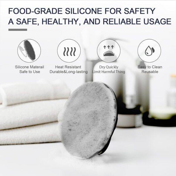 BEAUTAIL 1 Pack Silicone Body Scrubber Bath Shower Brush and 1 Pack Silicone Scalp Massager Shampoo Brush, Black