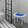 Bath Room Stool for Elderly - 6 Level Height Adjustable Aluminium Disabled Chair for Shower | Non-Slip Design with Padded Seat Drainage Holes Foot Pad | Bathroom Chairs Stools for Adults - Blue Seats