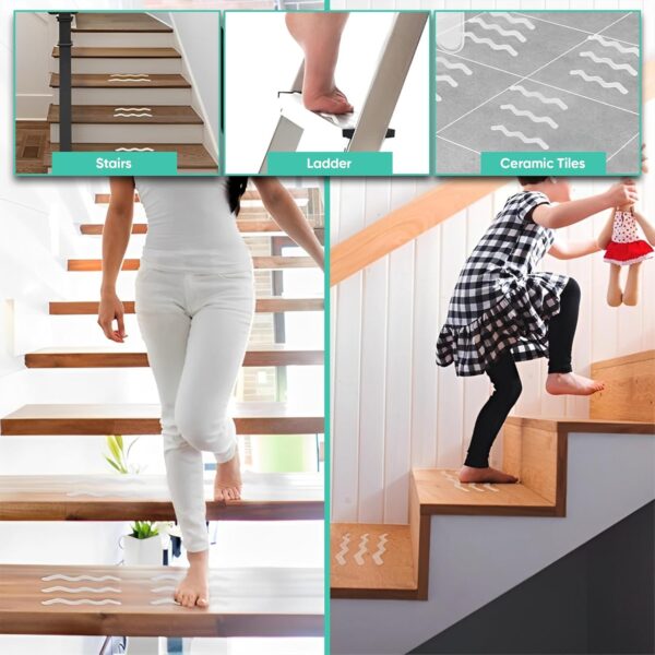 plastific 12pcs Non-slip Strip Stickers, Anti Slip Grip Stickers Adhesive Shower Strip Stickers Non Slip Strips Pad Treads Bathtub Flooring Safety Tape Mat for Bath Shower (White)