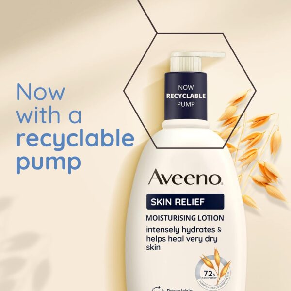 Aveeno Skin Relief Moisturising Lotion, With Soothing Triple Oat Complex & Shea Butter, Suitable For Sensitive Skin, 72-Hour Intense Hydration, Helps Relieve Very Dry and Tight Skin, Unscented, 500ml
