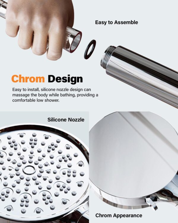719IyjmUWuL._AC_SL1500_.jpg Cobbe Hard Water Filter Shower Head and Hose with 20 Stage Filter, 6 Spray Jet Modes High Pressure Bathroom Shower Head, Large Powerful Handheld Showerhead for Residual Chlorine Remove