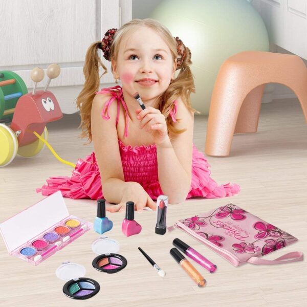 Playkidiz My First Princess Make Up Kit – Kids Washable Makeup Set for Girls – Non-Toxic Pretend Play Cosmetic Beauty Toy Set with Bag – Party Set for Girls, Birthday, Halloween & Dress Up