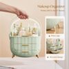 SIOOUI Makeup Organiser for Vanity, Portable Waterproof Dustproof Bathroom Organizer and Storage with Lid, Cosmetic Display Case Skincare Organizers (Mint Green)