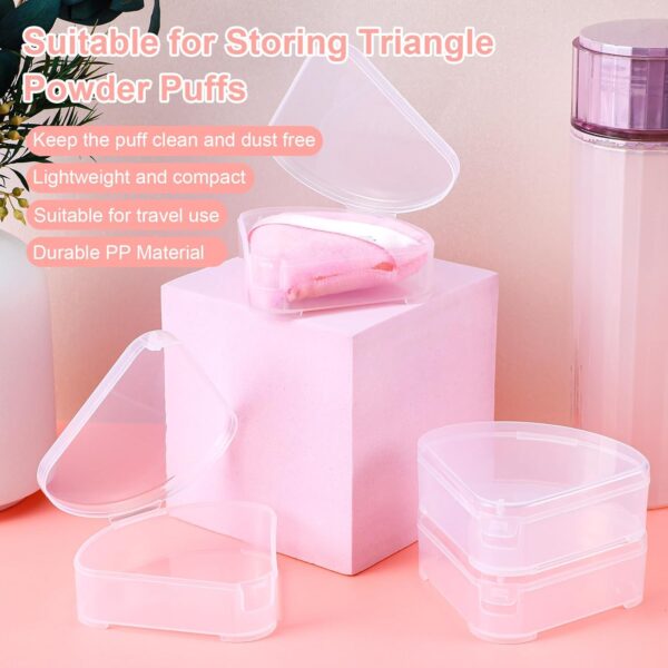 8 Pcs Powder Puffs Cases, Triangle Powder Puff Container Clear Makeup Sponge Protective Container Portable Beauty Blender Holder Reusable Dust-Proof Pocket Cosmetic Puff Box for Travel