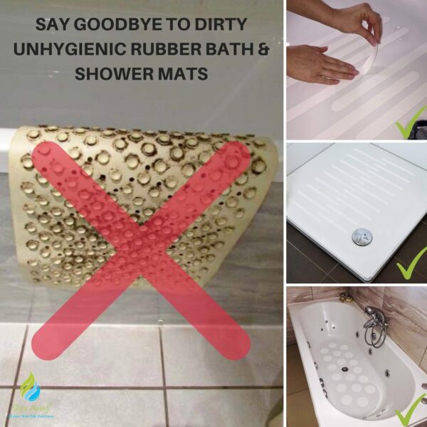 Non Slip Bath Mat Shower Stickers adhesive non rubber (10 Large White Discs)