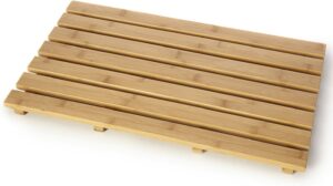 Trendi Bamboo Wooden Bath Mat | Rectangular Bath Mat | Bath Mats For Bathroom, Outdoor Shower & Spa | Multipurpose with Anti Slip Rubber Feet Duck Board Wooden Shower mats