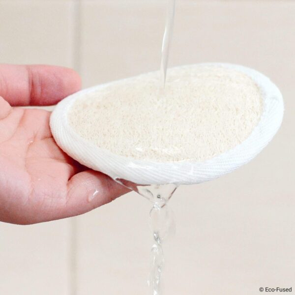 Loofah Pads (Pack of 5) - Exfoliating Scrubbing Sponges - Natural Luffa Material - Essential Skin Care Product - for Shower/Bath - Fibrous Texture - Perfect for Face/Body Wash - Wet It and Apply Soap