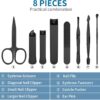 OFIDUS Precision 8 Pieces Men’s Nail Grooming Travel Kit, Stainless Steel Manicure Set with Fingernail & Toenail Clippers, Nail File, Slant Tip Tweezers, Cuticle Scissors