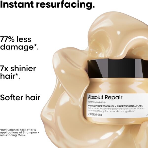 L’Oréal Professionnel | Mask, With Protein And Gold Quinoa for Medium-Thick Dry And Damaged Hair, Serie Expert Absolut Repair, 250 ml