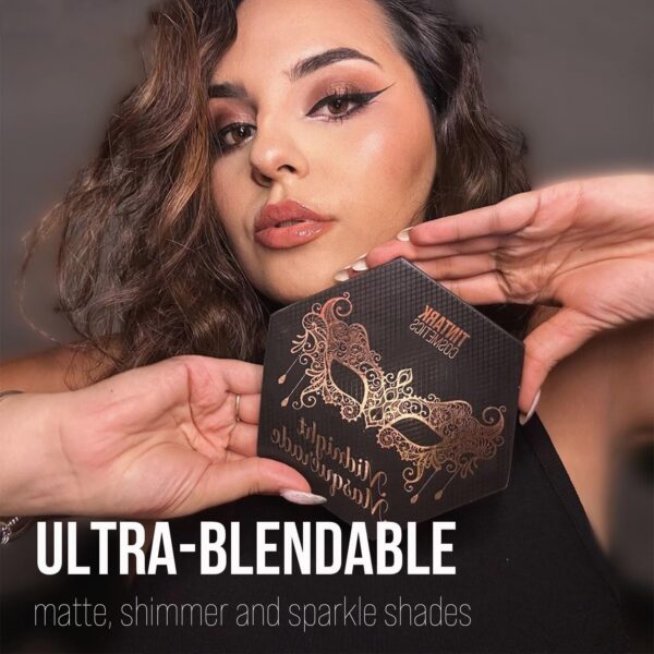 TINTARK Black Eyeshadow Palette Makeup, Dark Brown Smokey Eye Shadow Pallets for Halloween Goth Make up, Glitter Shimmer Matte Eyeshadow 21 Colors, Talc Free -Midnight Masquerade