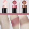 3Pcs Contour Highlighter Blush Sticks with Brush - Cream Contour Bronzer Stick for Cheeks Eyes Lips, Long Lasting Waterproof Smooth Makeup Sticks for All Skin Type Face Makeup
