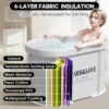 Portable Foldable Bathtub, Soaking Bathtub for Hot Shower and Ice Bath, Sauna Bath Tub for Adults (94L x 55W x 56H cm)
