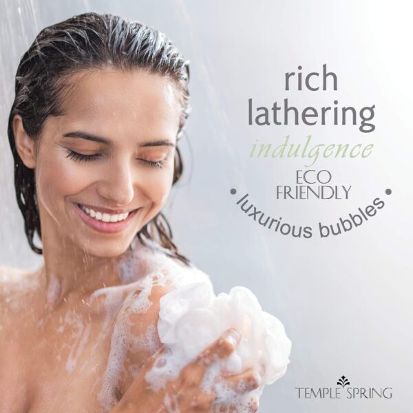 71AW0sjhNL._AC_SL1500_.jpg Temple Spring Loofah Shower Sponge, Recycled Body Scrubber Scrunchies, Exfoliating Bath Sponge, Shower Puff Bath Sponges for Adults, Loofah Back Scrubber Pouffe, Loofa Body Scrub Exfoliator -Sea Green