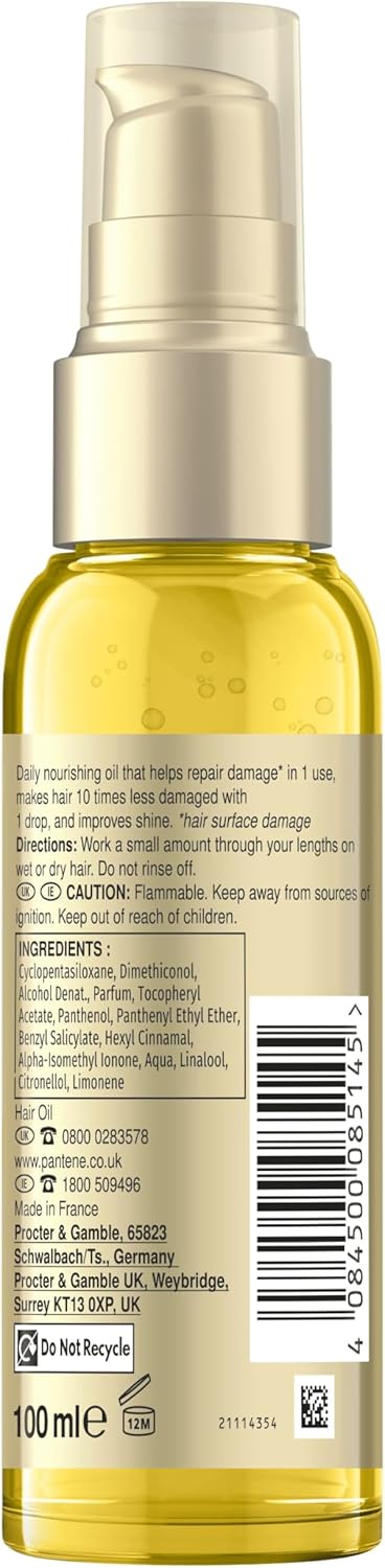 Pantene Pro-V Keratin Treatment Hair Oil, Hair Repair & Protect with Vitamin E, 100ml, For Dry, Damaged Hair