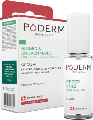 PODERM - FRAGILE, SPLITTING, RIDGED NAILS - 2-in-1 treatment with plants with restorative, strengthening and nourishing properties - Professional solution for hands/feet - Quick & easy - Swiss Made