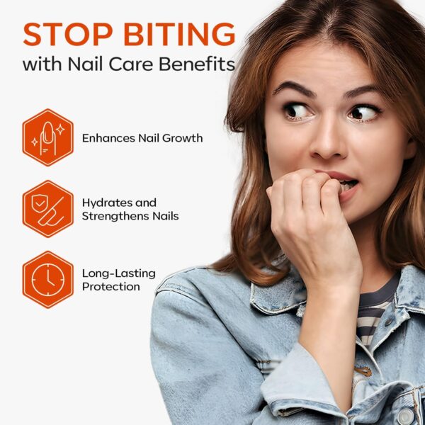 Modelones Nail Biting Treatment, No Bite Nail Polish, Thumb Sucking Deterrent, Promotes Fast Nail Growth, Stop Nail Biting, Easy Application, Quick-Drying Bitter Nail Polish 15 ML