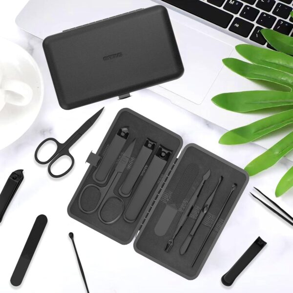 OFIDUS Precision 8 Pieces Men’s Nail Grooming Travel Kit, Stainless Steel Manicure Set with Fingernail & Toenail Clippers, Nail File, Slant Tip Tweezers, Cuticle Scissors