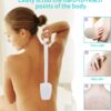 Mczcent Body Brush Dry Brushing Back Scrubber with Curved Plastic Long Handle Bath Shower Brush Dry Skin Exfoliating Cellulite Brush for men and women(Transparent Handle), XL