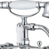 ENKI, Beaumont, BBT0257, Chrome, Bath Shower Mixer Taps & Shower Attachment, Solid Brass, Cross Handle, Traditional Design, Compression Valves, Easy to Install